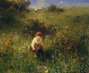 Ludwig Knaus Girl in a Field oil on canvas